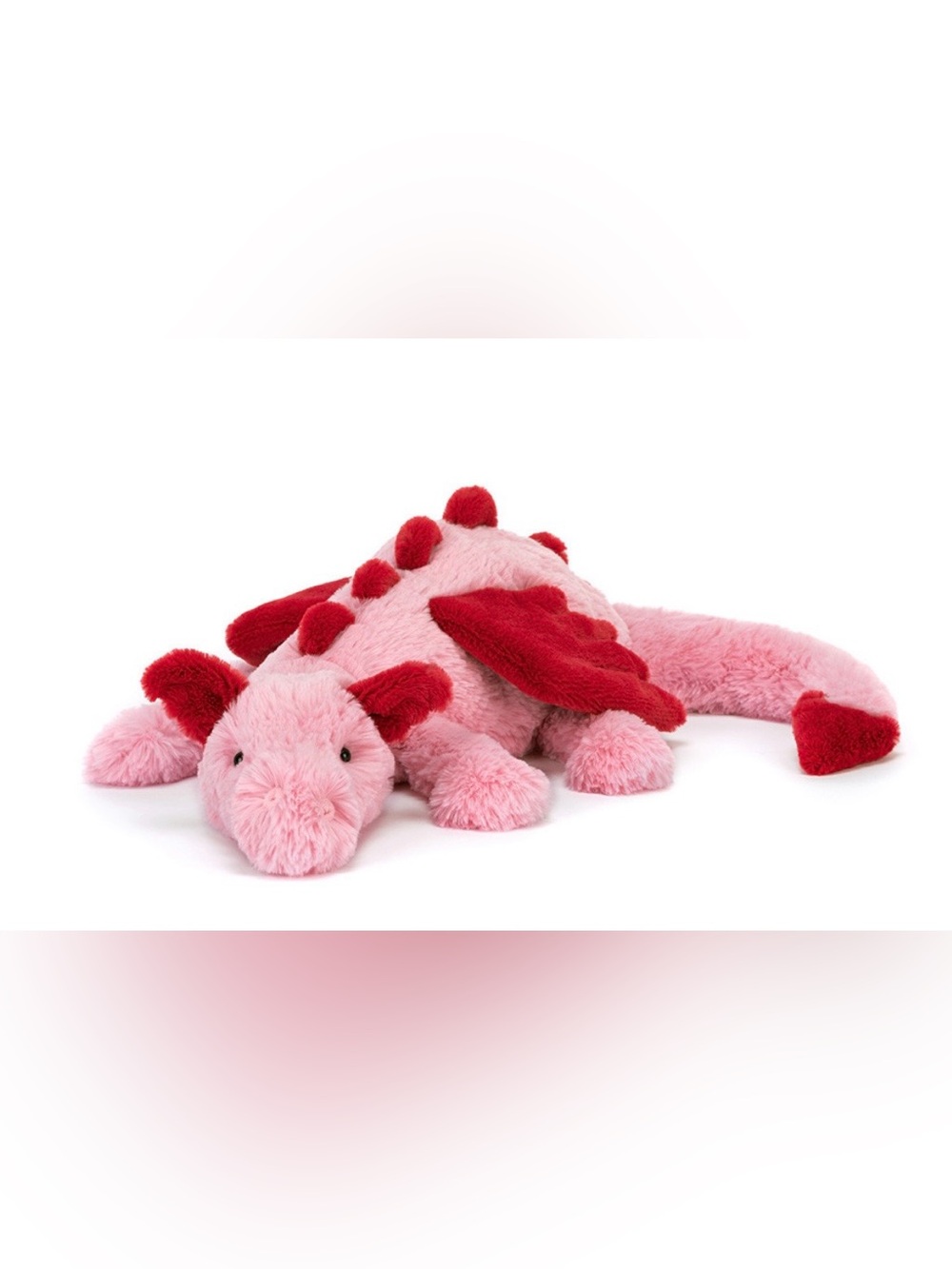 Jellycat Pink and Red Dragon Plush w/ drawstring bag